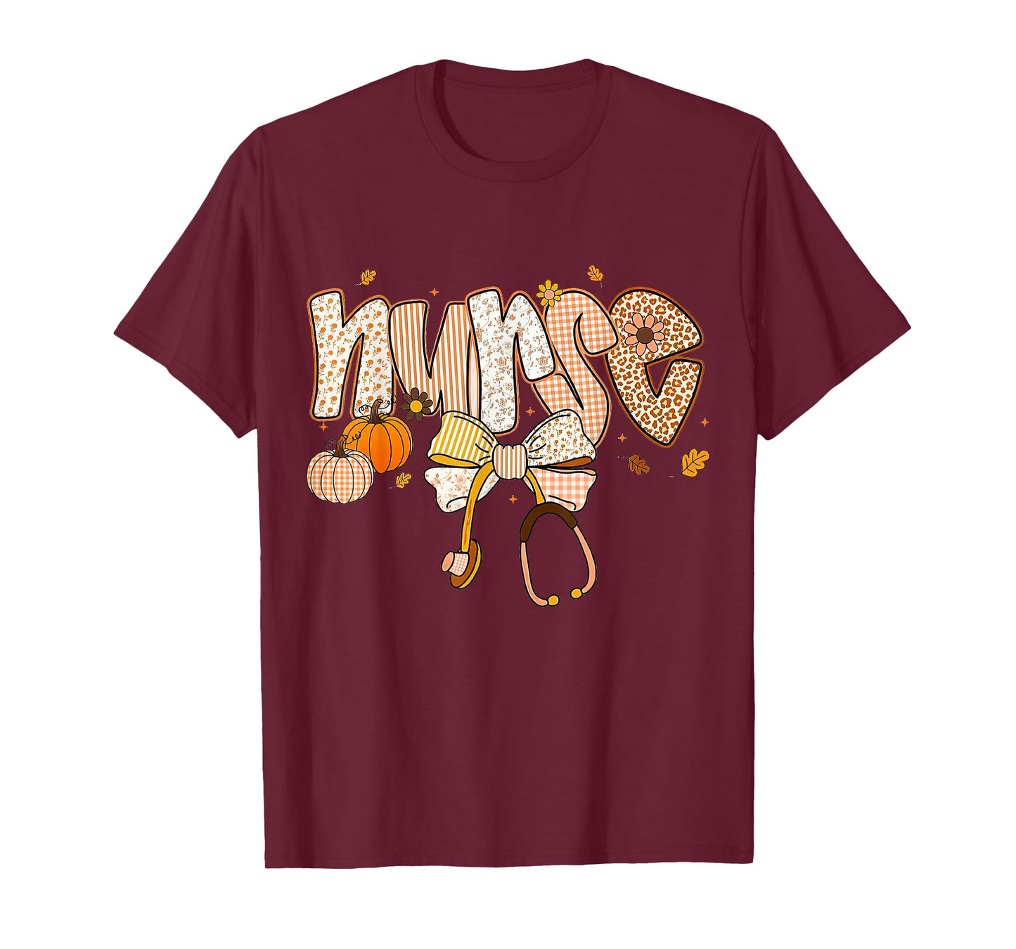 Retro Pumpkin Nurse Life Stethoscope Fall Autumn Nurse T-Shirt