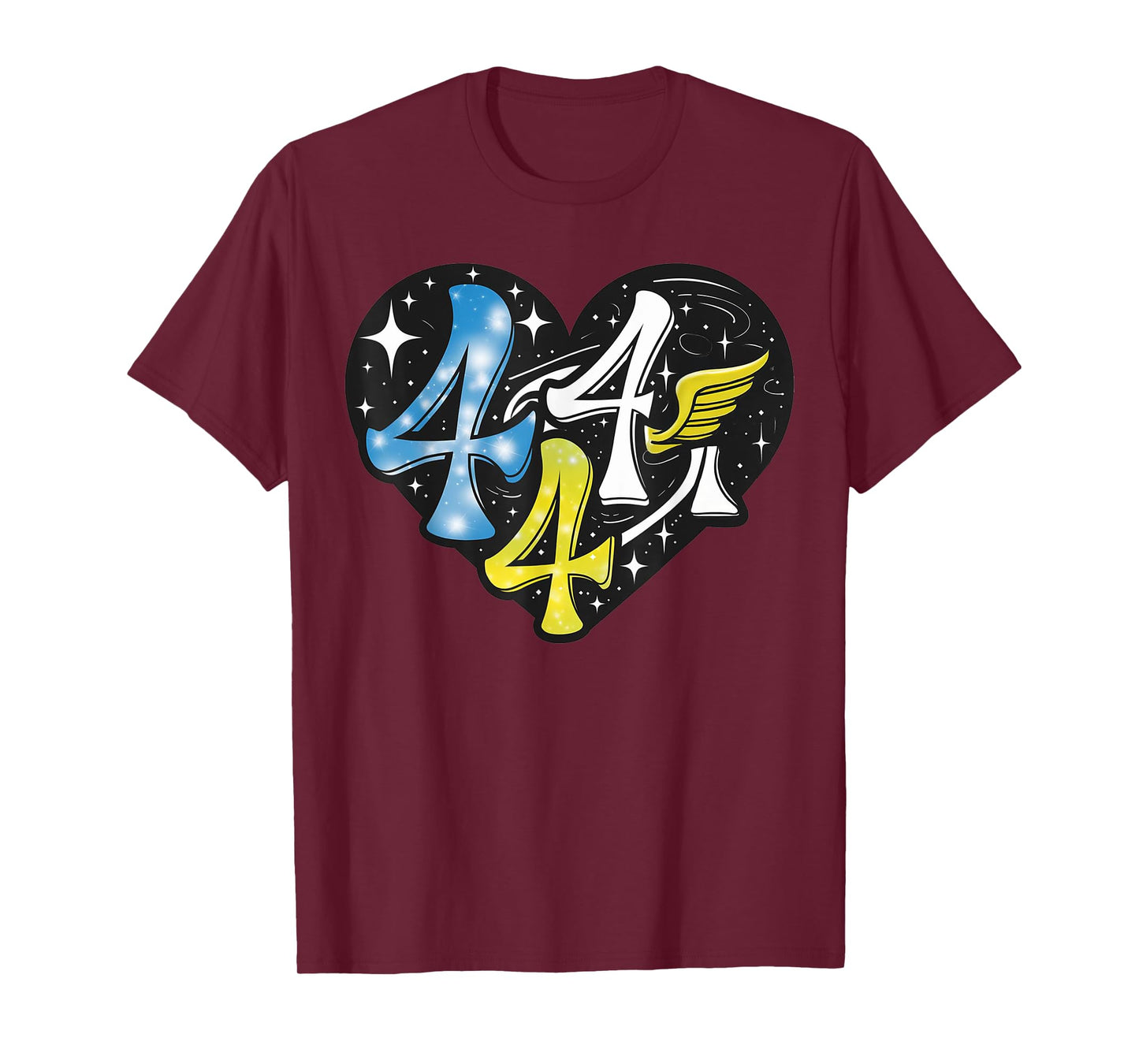444 Angel Number Numerology Spirit Heart And Wings Of Angel T-Shirt