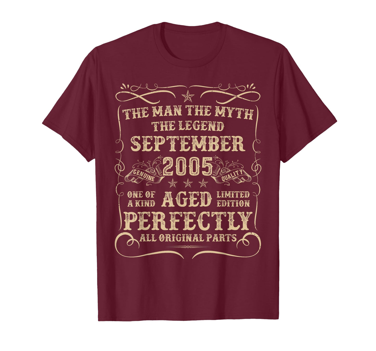 20 Year Old Birthday Gifts for Men September 2005 20th Bday T-Shirt