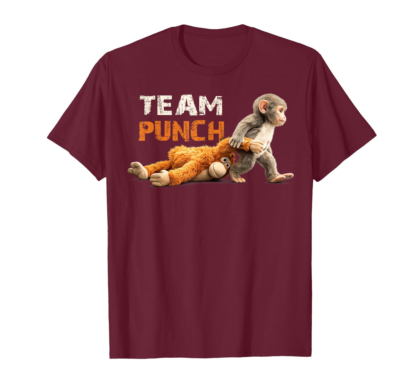Baby Monkey Punch Team Punch Cute Animal Lover T-Shirt - T-Shirt | Maroon