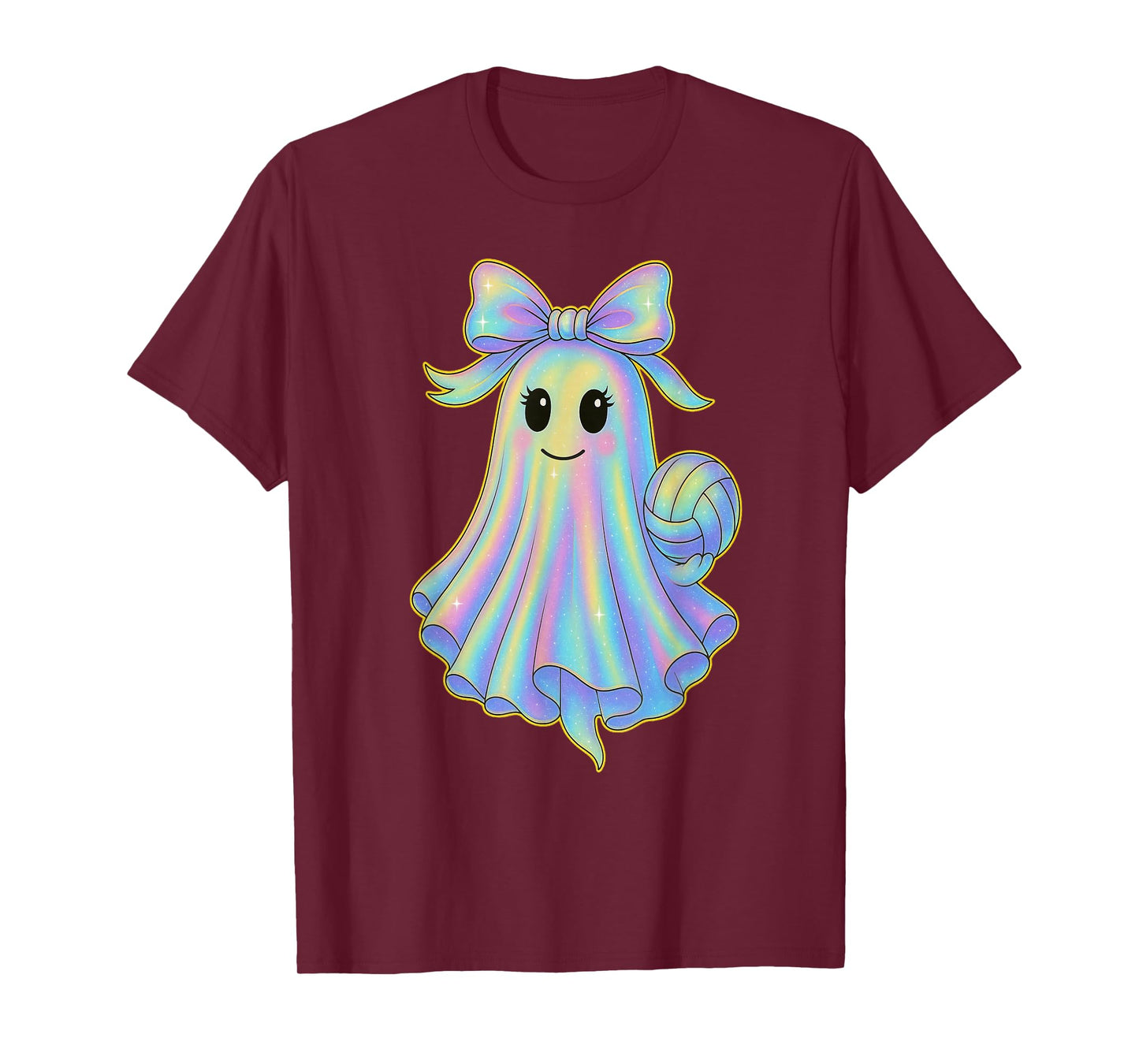 Volleyball Ghost Lover Pastel Halloween Coquette Bow T-Shirt