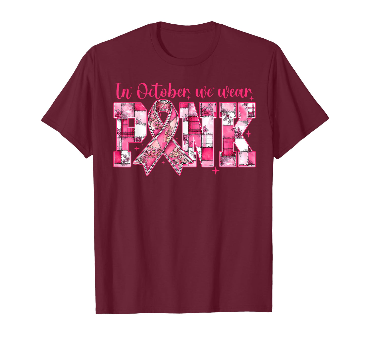 in October We Wear Pink Breast Cancer Survivor Pink Ribbon T-Shirt