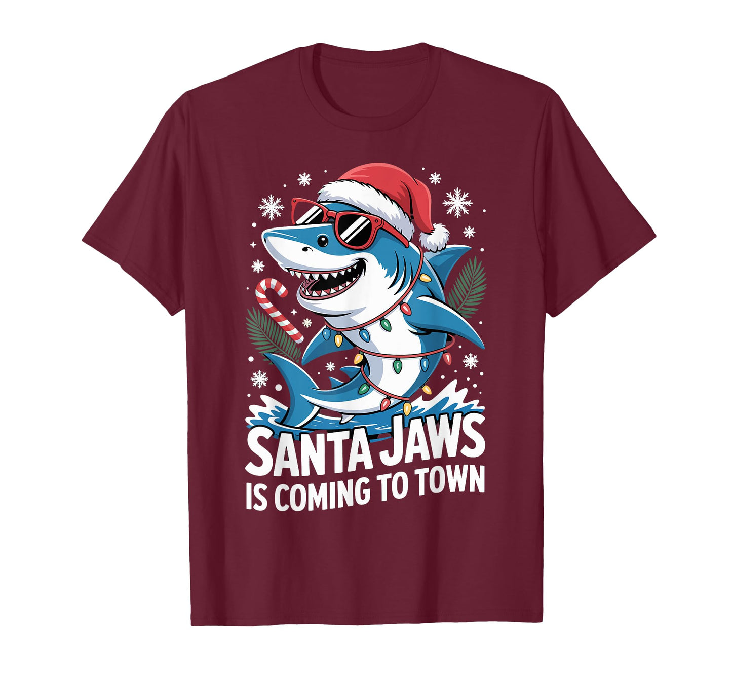 Summer Santa Jaws Vacation Christmas in July Shark T-Shirt