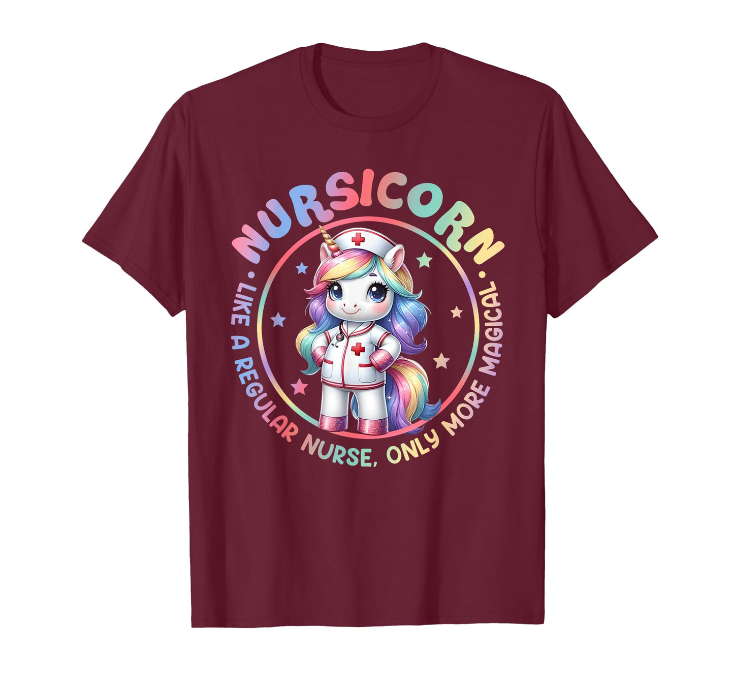 Funny Nursicorn Rainbow Cute Unicorn Nurse Nursing RN Women T-Shirt