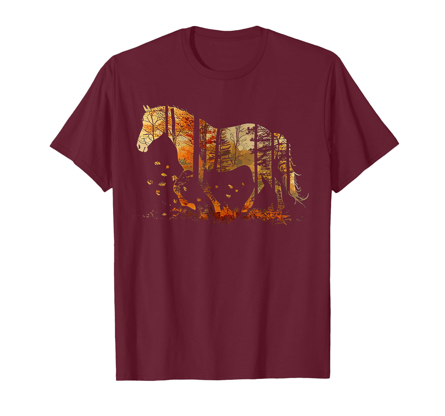 Cute Horse Lover Autumn Leaves Pony Animal Wildlife T-Shirt