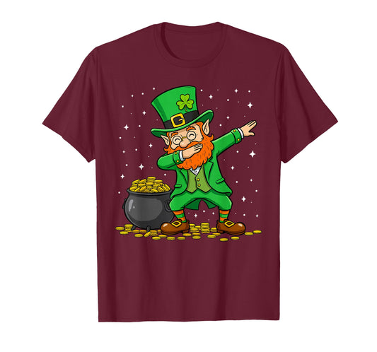 Dabbing Leprechaun Dab Dance St Patricks Day Men Women Boys T-Shirt - T-Shirt | Maroon