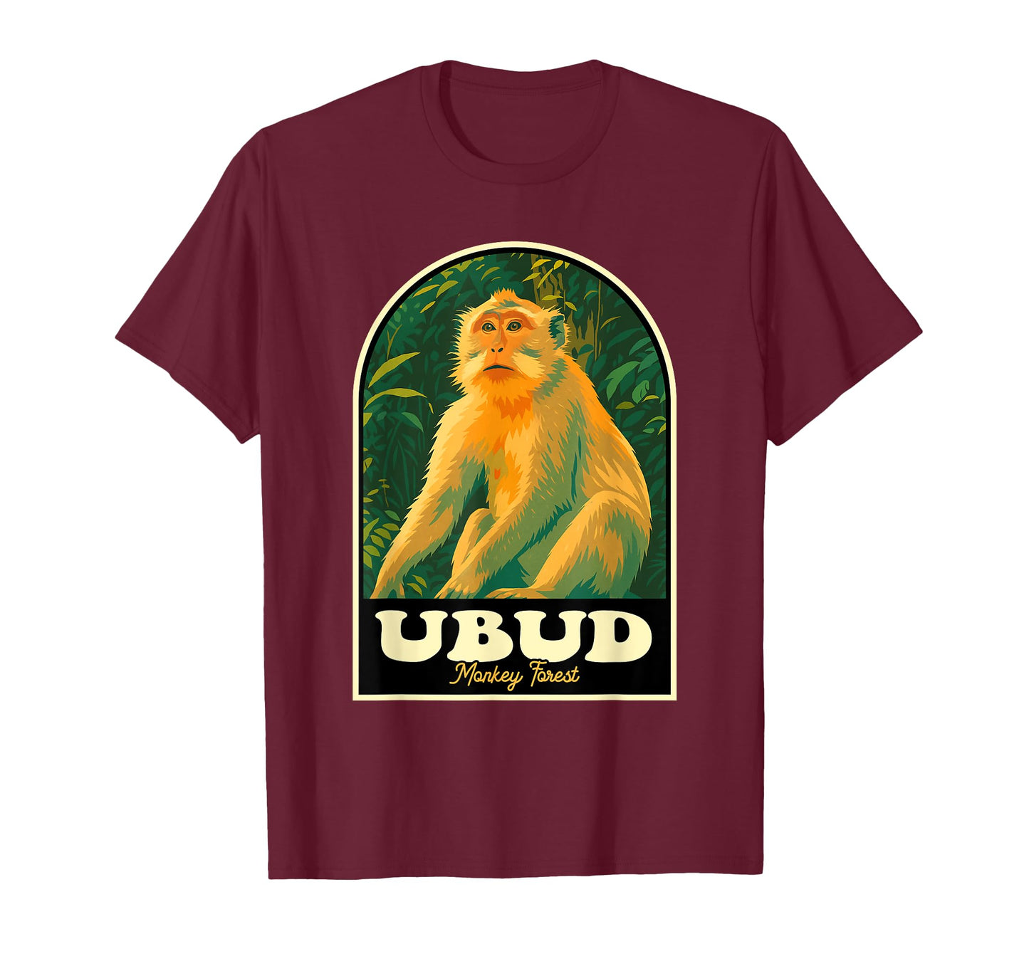 Ubud Monkey Forest Bali Vintage Travel Poster Wildlife Desig T-Shirt