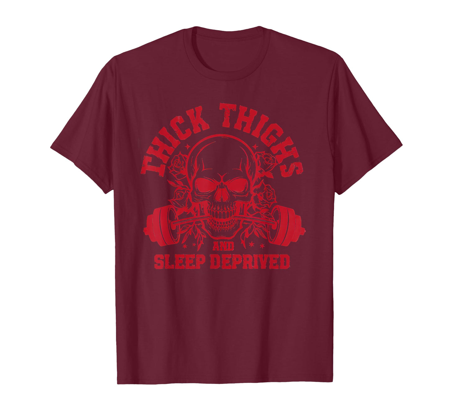 Thick Thighs and Sleep Deprived Vintage Skull Muscle Mommy T-Shirt