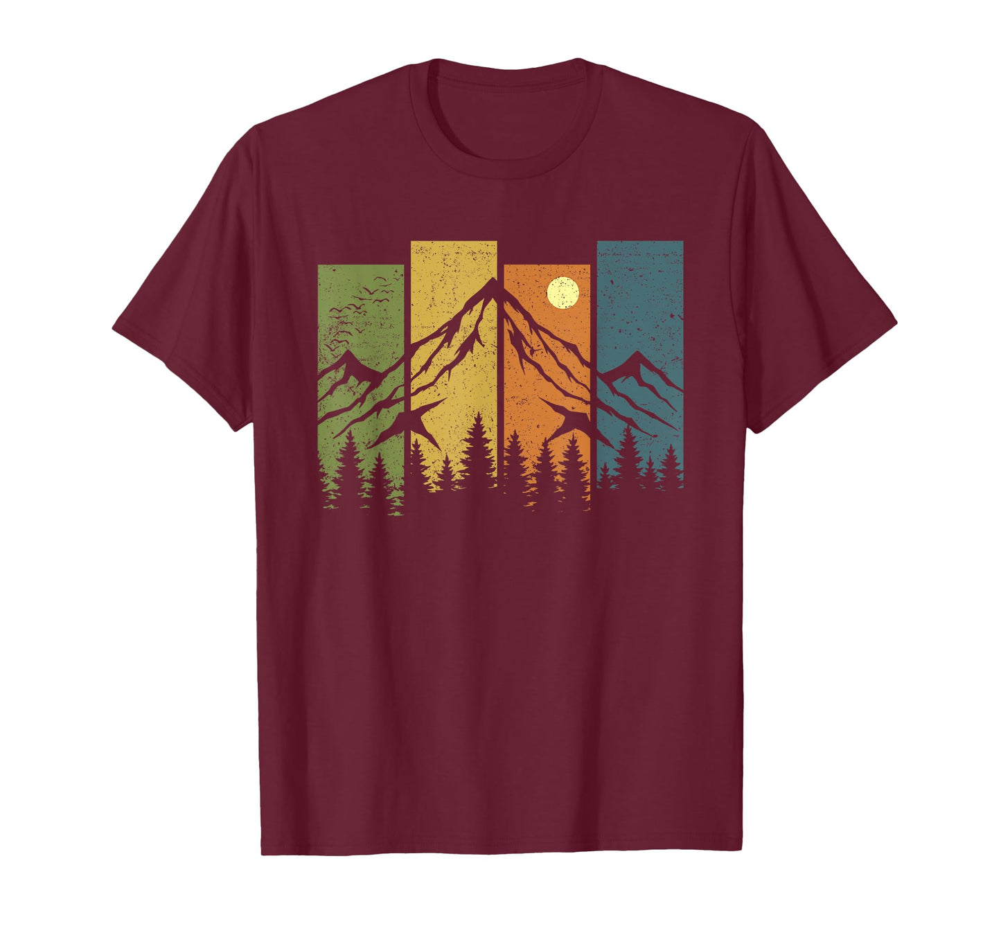 Retro Wildlife Forest Nature Trees Outdoors Mountains Hiking T-Shirt