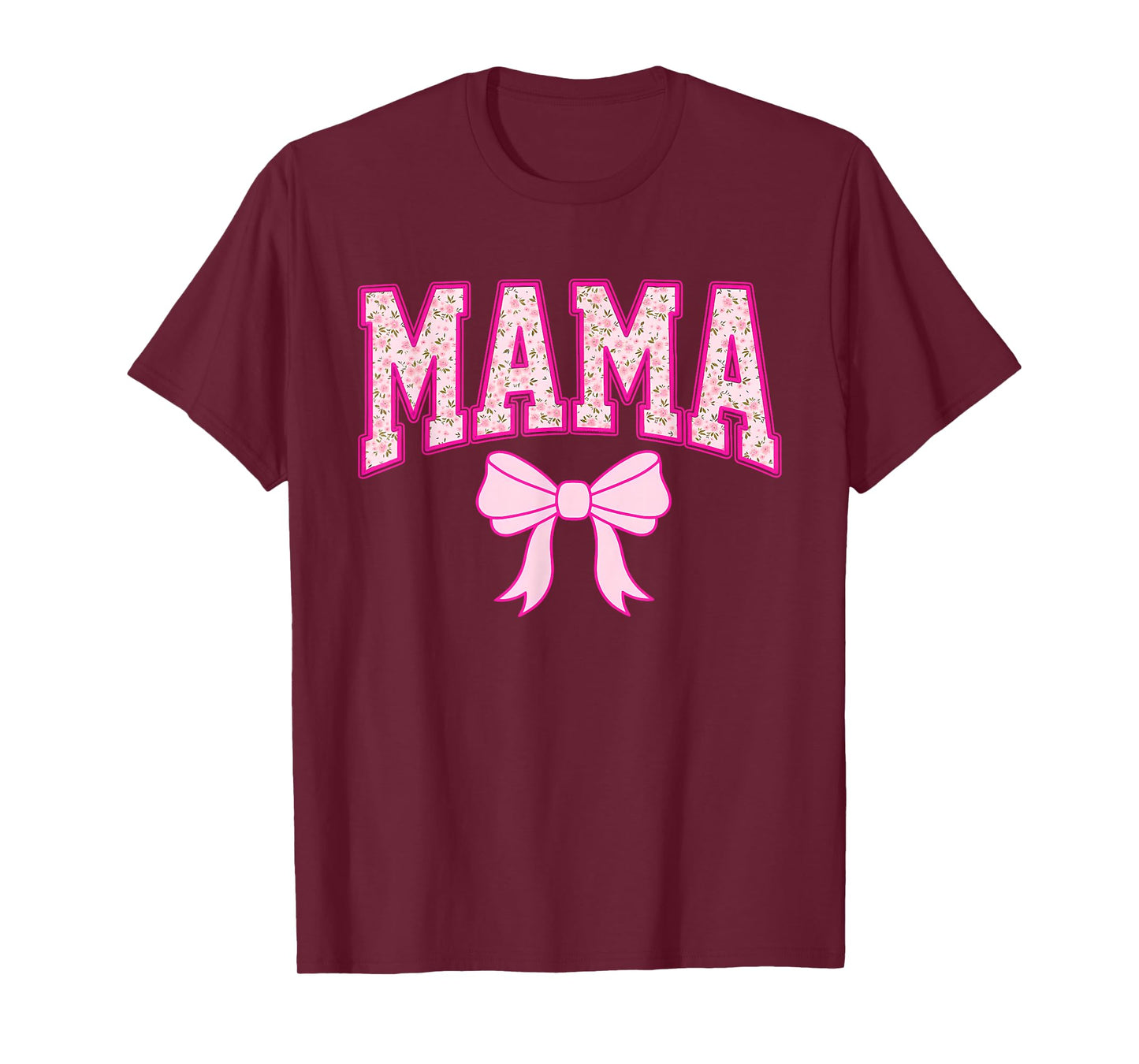 Mama Coquette Bow Groovy Pink Floral Mother's Day Mom Life T-Shirt