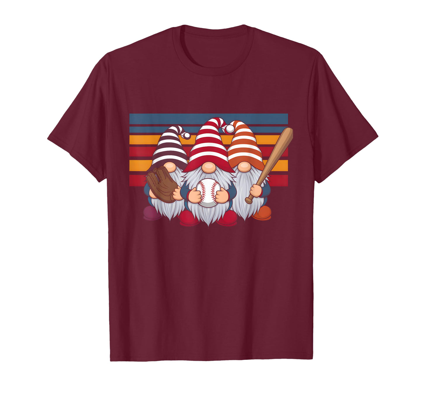 Three Baseball Gnomes Sport Lover Gnome Player Family Fan T-Shirt