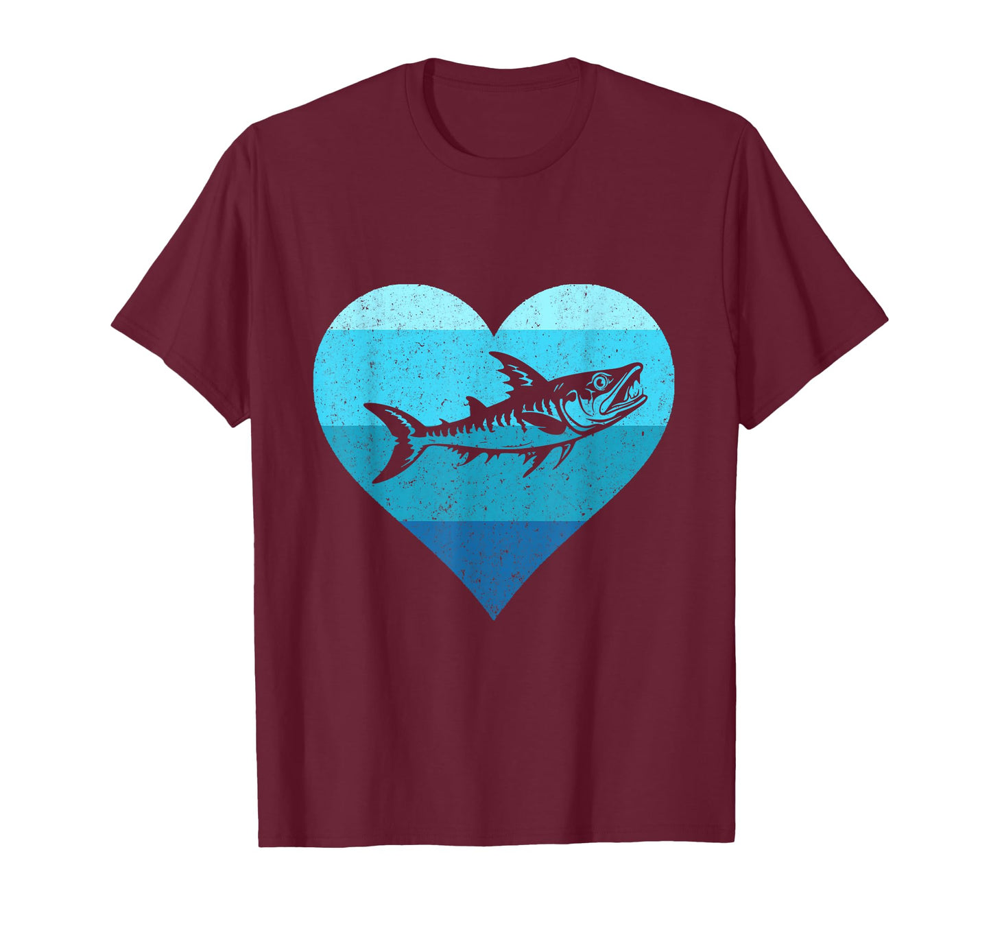 Retro Saltwater Fish Lover Heart Barracuda Fishing Barracuda T-Shirt