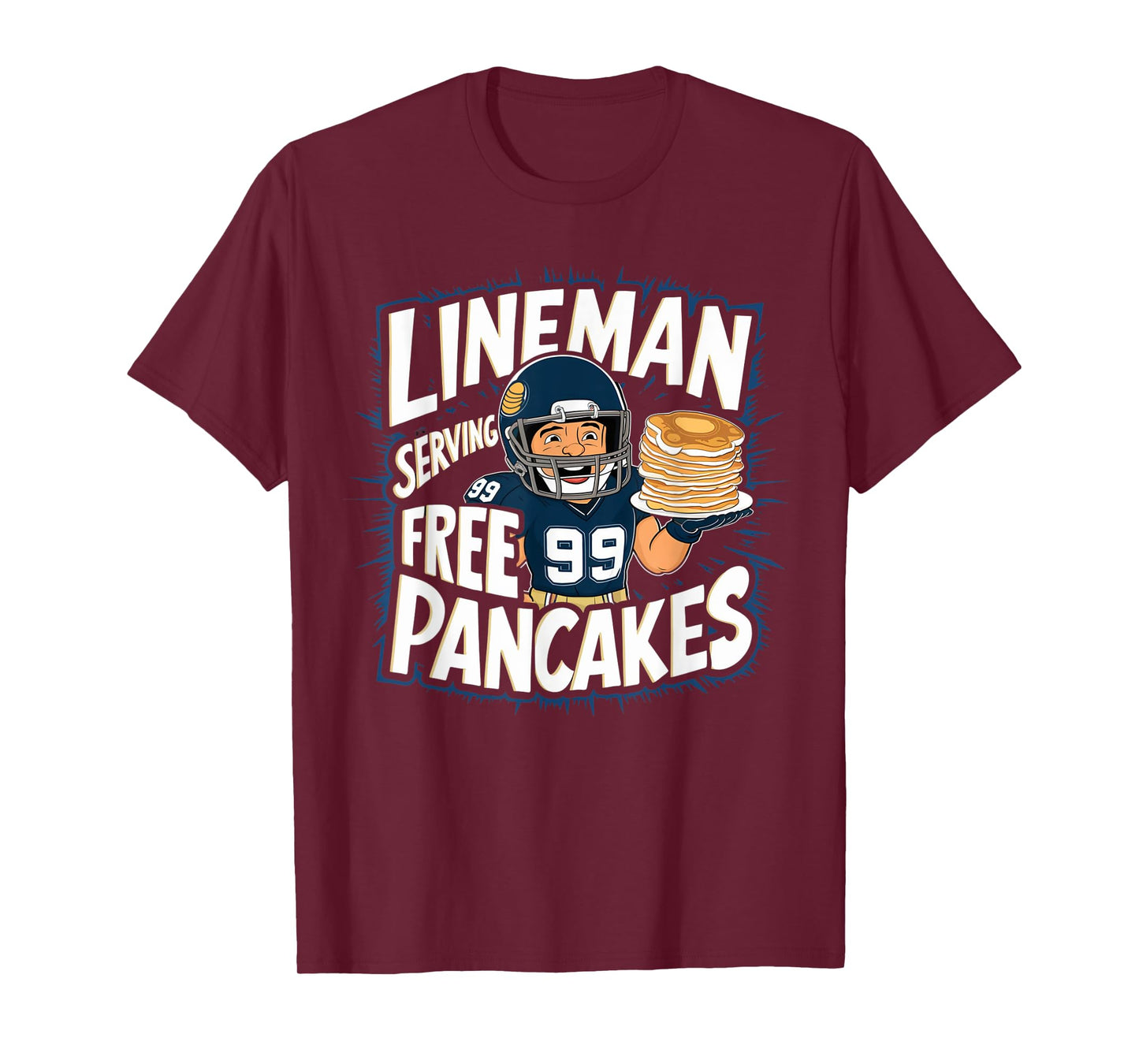 Funny Lineman Serving Pancakes Football OL DL T-Shirt