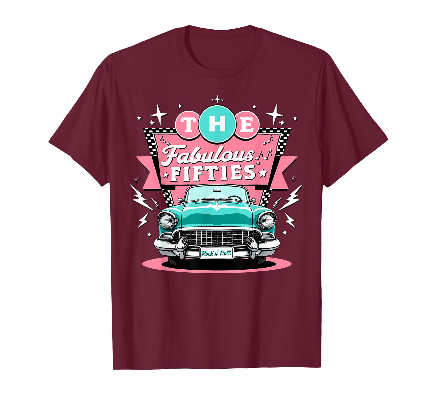 The Fifties 1950s Car Music Checkerboard Rockabilly Sock Hop T-Shirt
