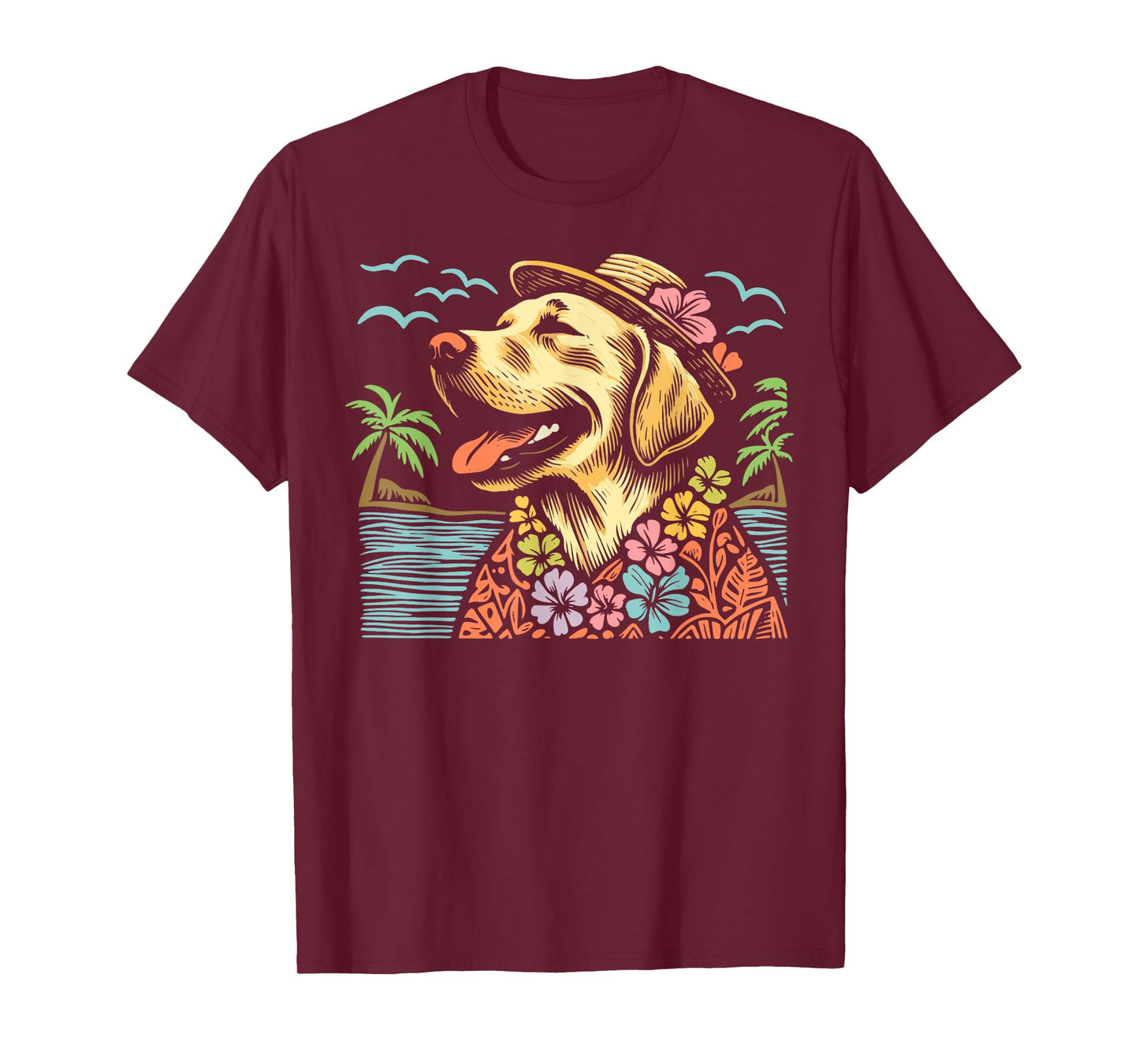 Labrador Retriever Floral Tropical Summer Vibes Hawaiian T-Shirt