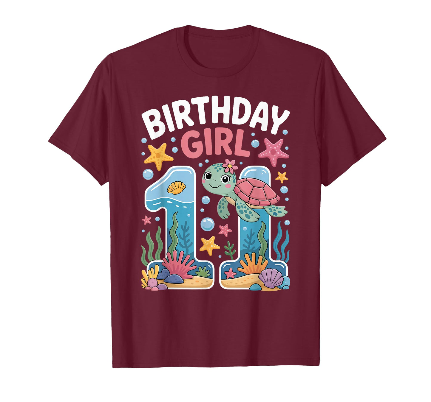 11 Year Old Birthday Girl 11th Sea Turtle Ocean T-Shirt