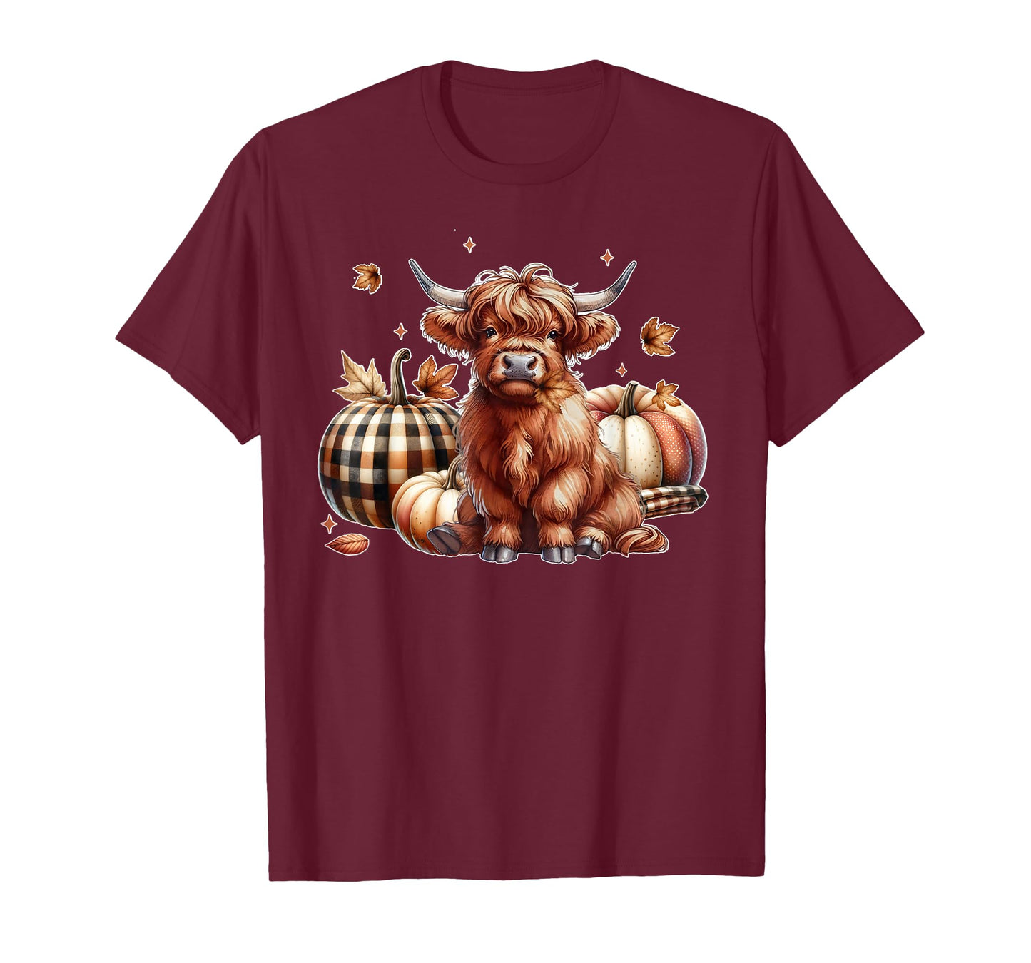 Howdy Fall Western Farm Country Highland Cow Autumn Pumpkin T-Shirt