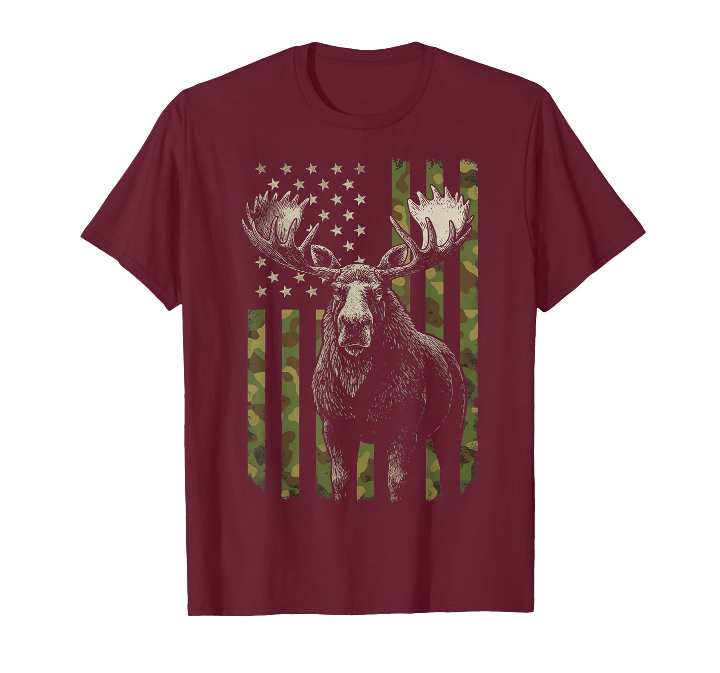 Moose USA Flag Alaska Wildlife T-Shirt