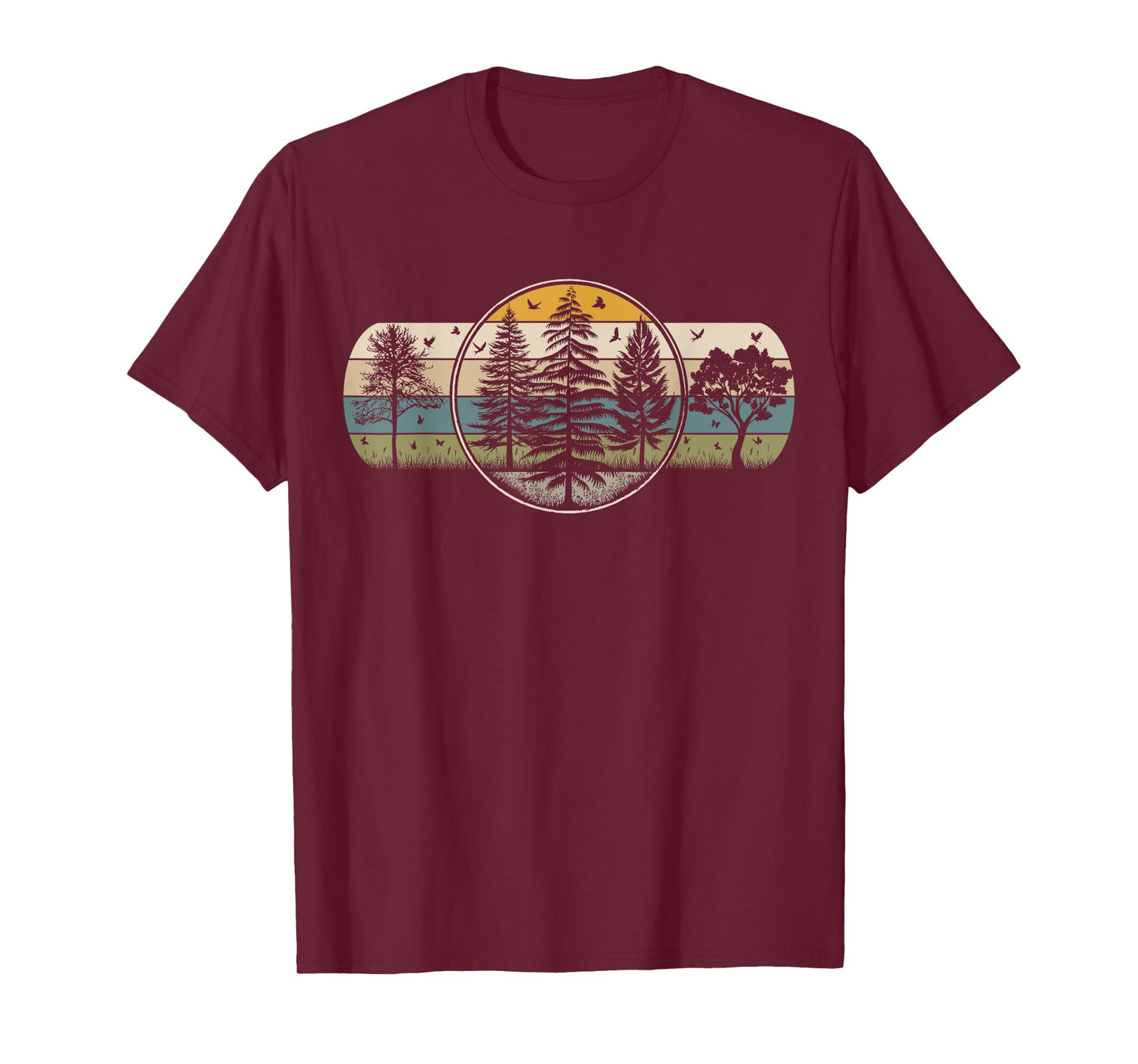 Trees Wildlife Nature Vintage Forest Hiking Camping Outdoor T-Shirt