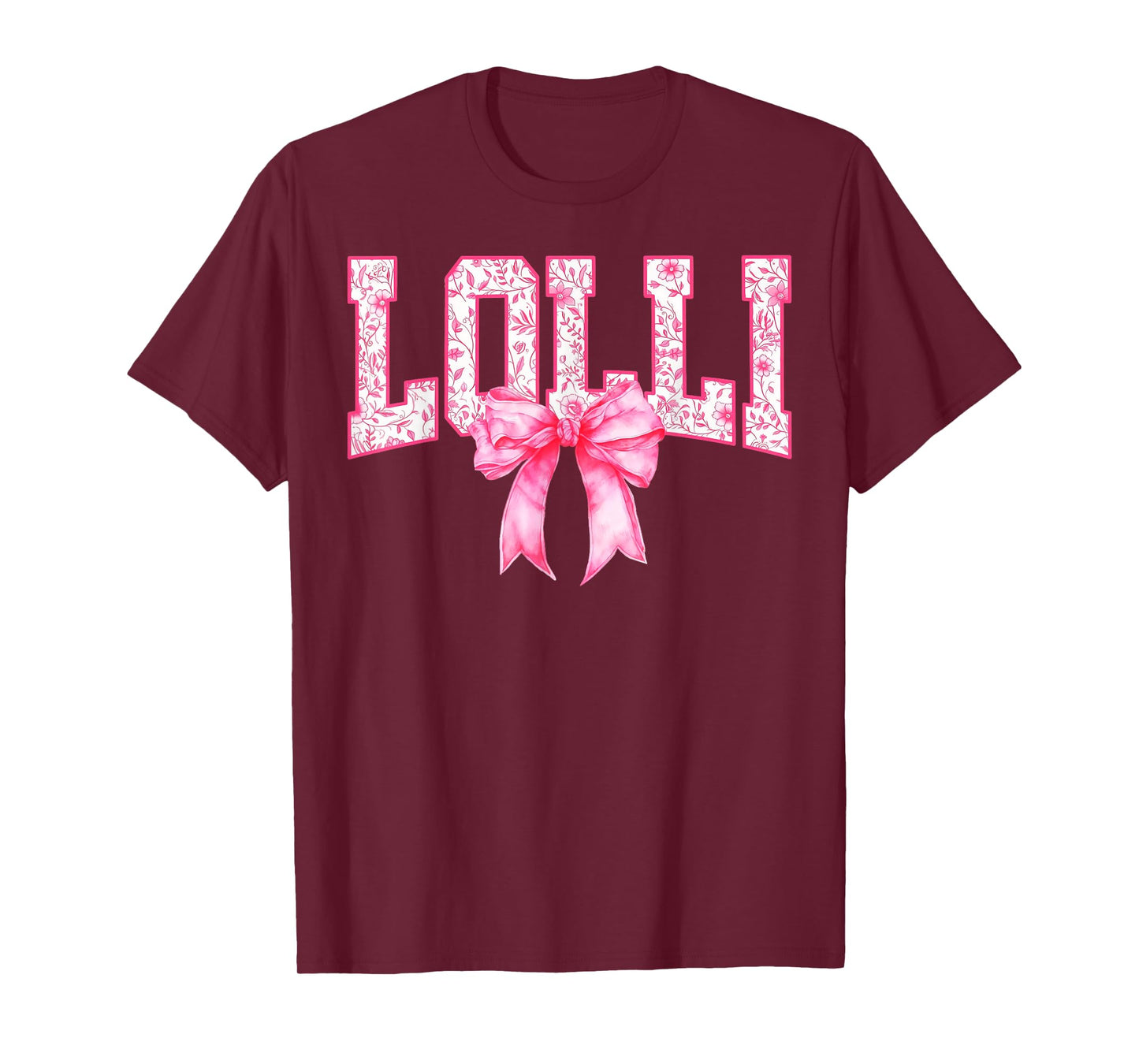 Lolli Floral Toile Pink Water Color Coquette Bow Mothers Day T-Shirt
