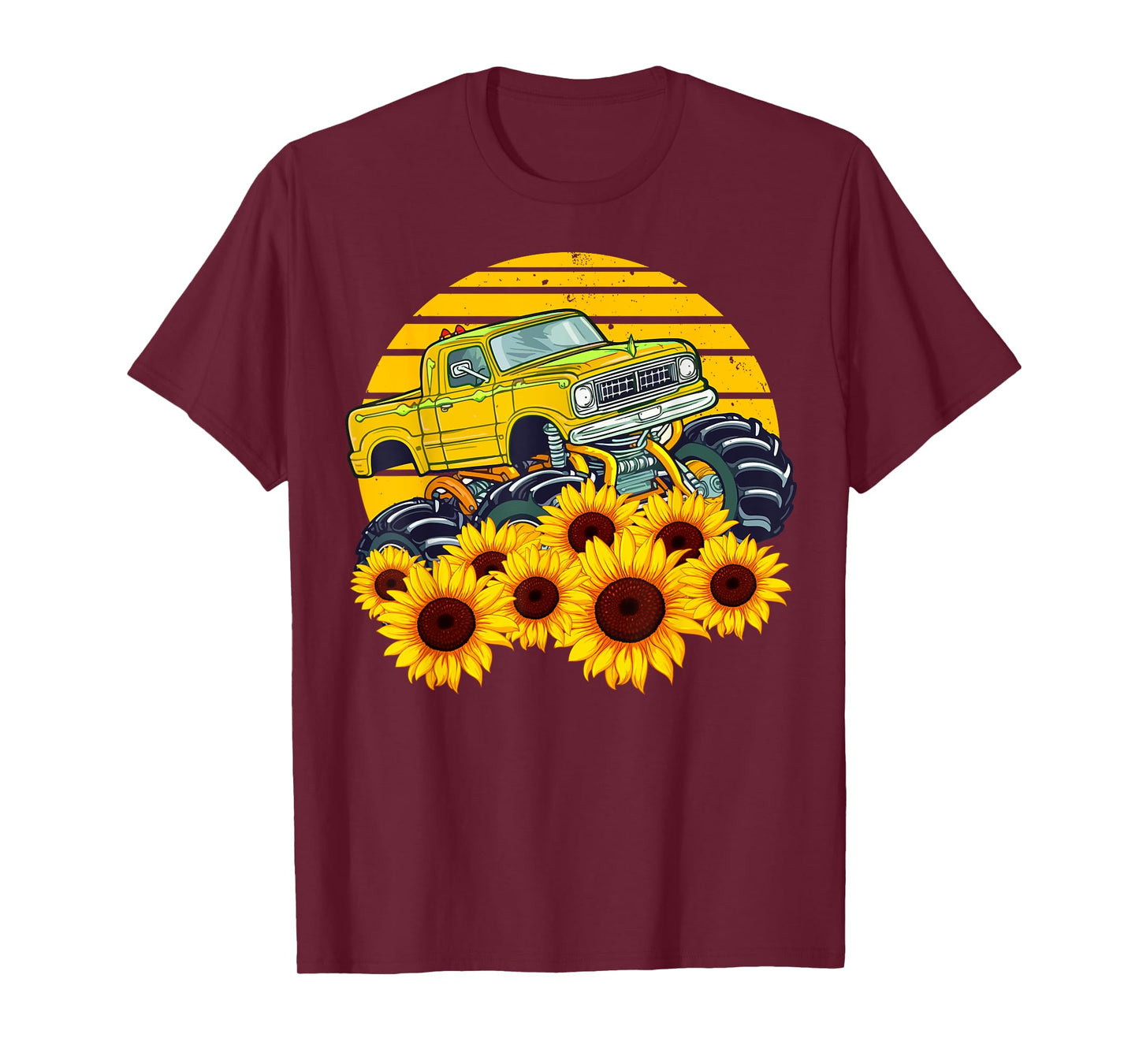Happy Mother's Day Toddler Sunflower Monster Truck Kids Boys T-Shirt