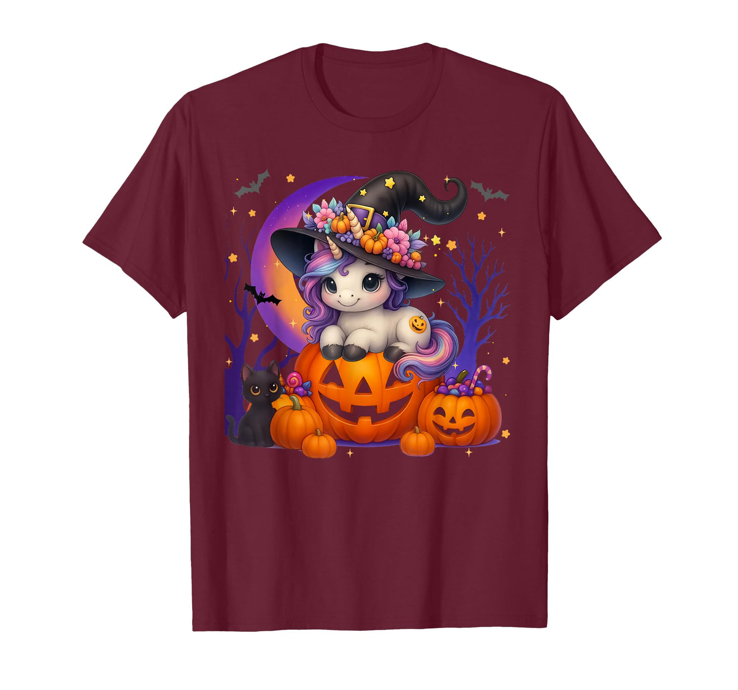 Cute Witch Unicorrn Jack O lantern Halloween Costumes Girls T-Shirt