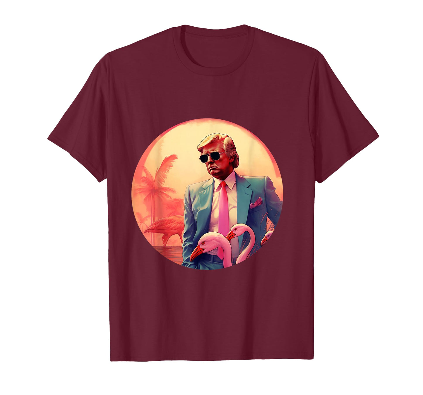 Trump Vice Style with Sunglasses and Flamingos in Miami T-Shirt