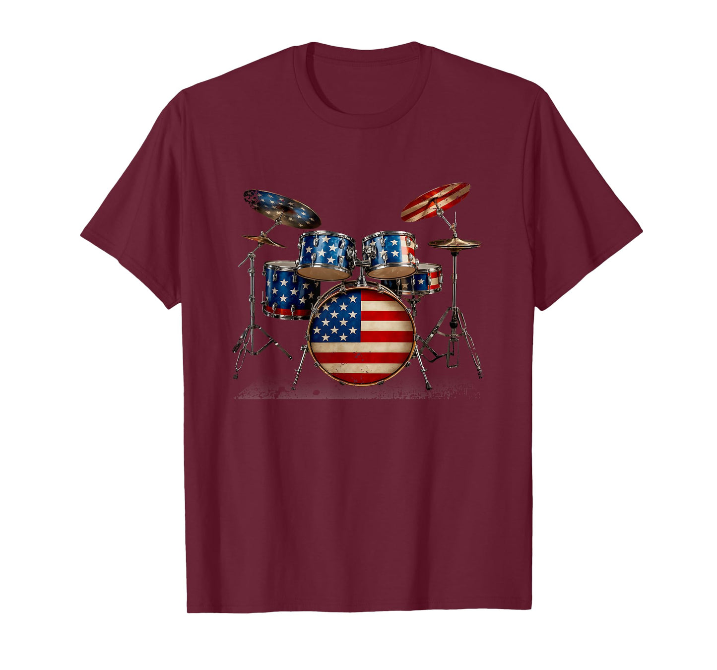 American Flag Drum Drumset 4th of July USA Patriotic Drummer T-Shirt