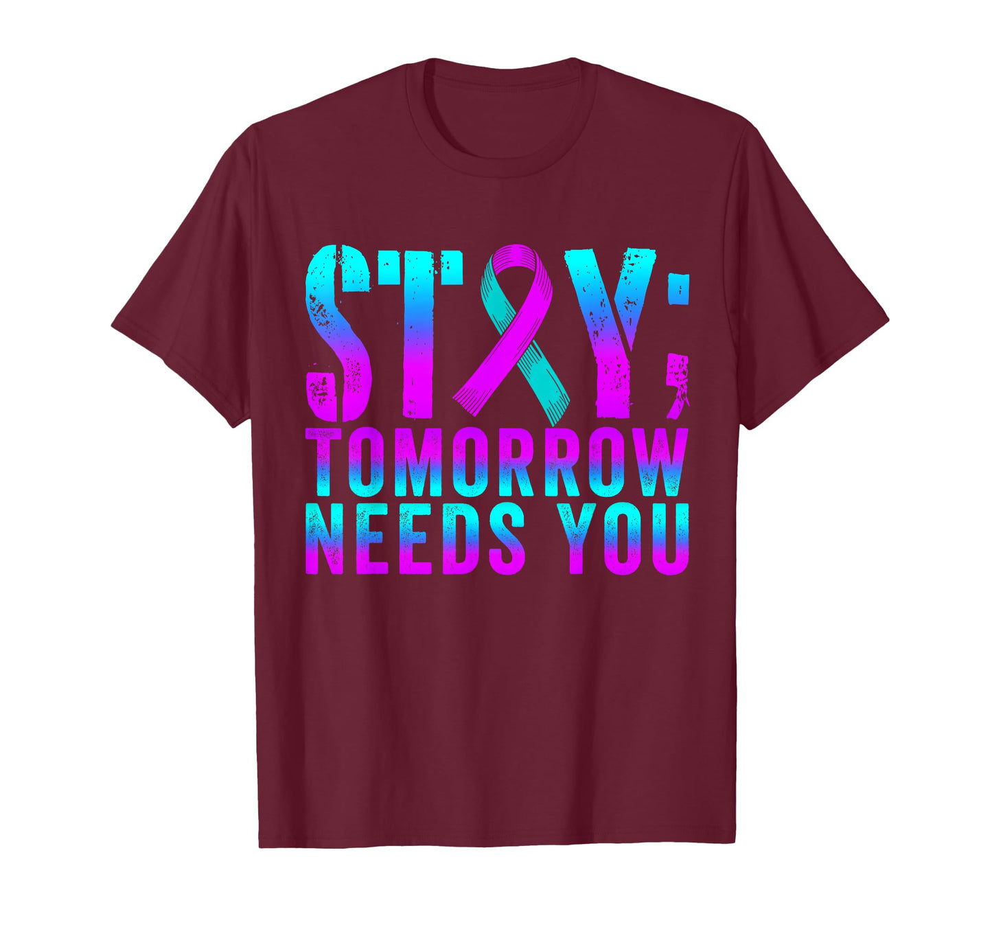 Groovy Teal & Purple Ribbon Suicide Prevention Awareness T-Shirt