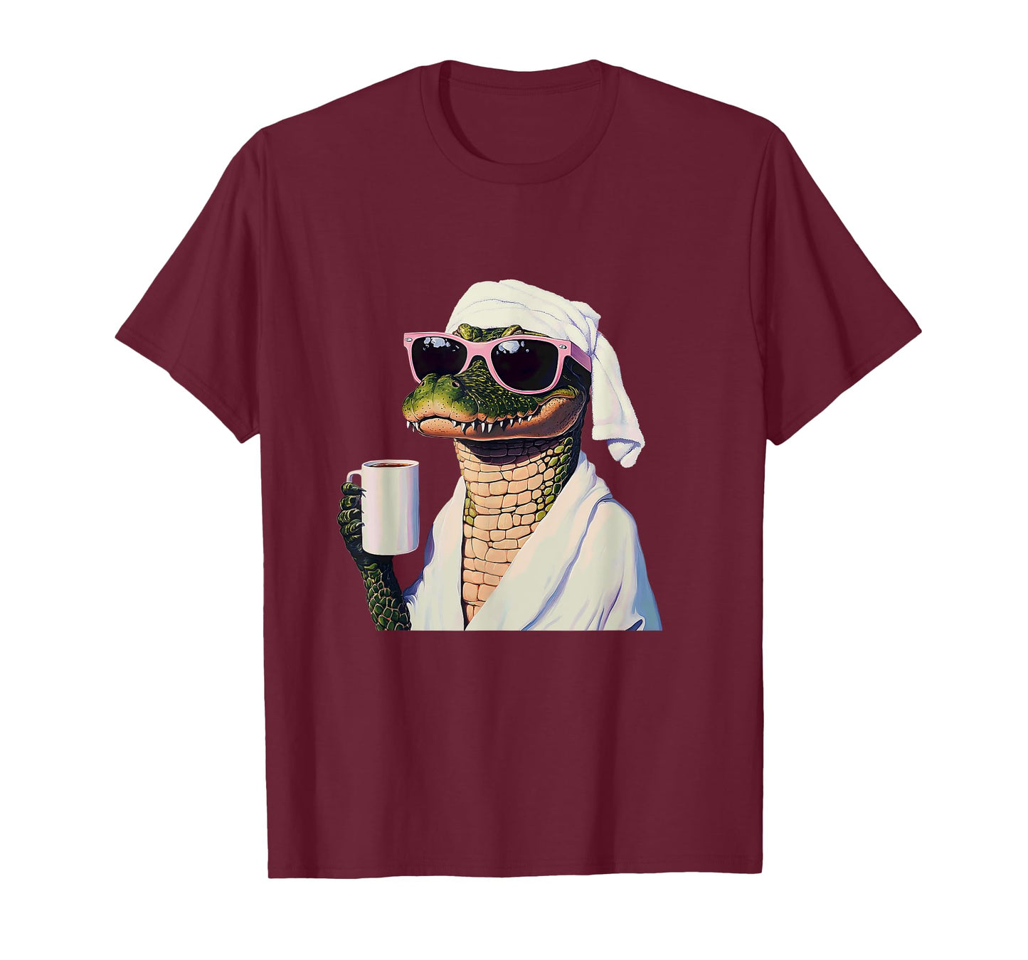 Alligator Relaxing With Coffee Humor Art T-Shirt