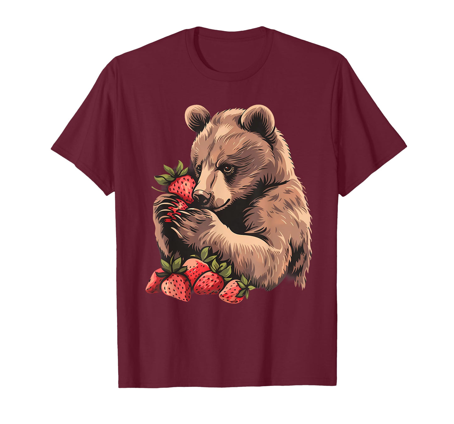 Strawberry Bear Strawberries Artwork Drawing Wildlife Motif T-Shirt