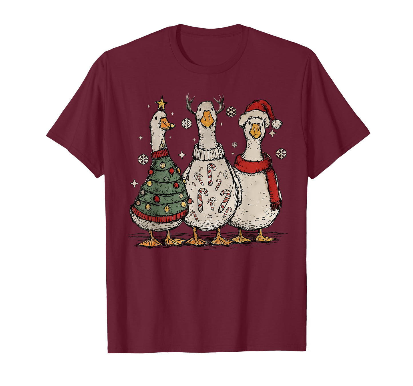 Vintage Christmas Silly Goose Santa Reindeer Men Women Kids T-Shirt