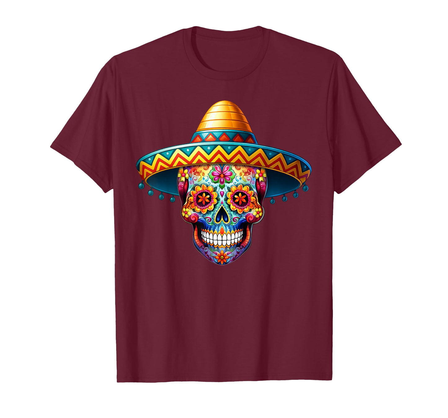 Dia De Los Muertos Sugar Skull Sombrero Day of Dead Men T-Shirt
