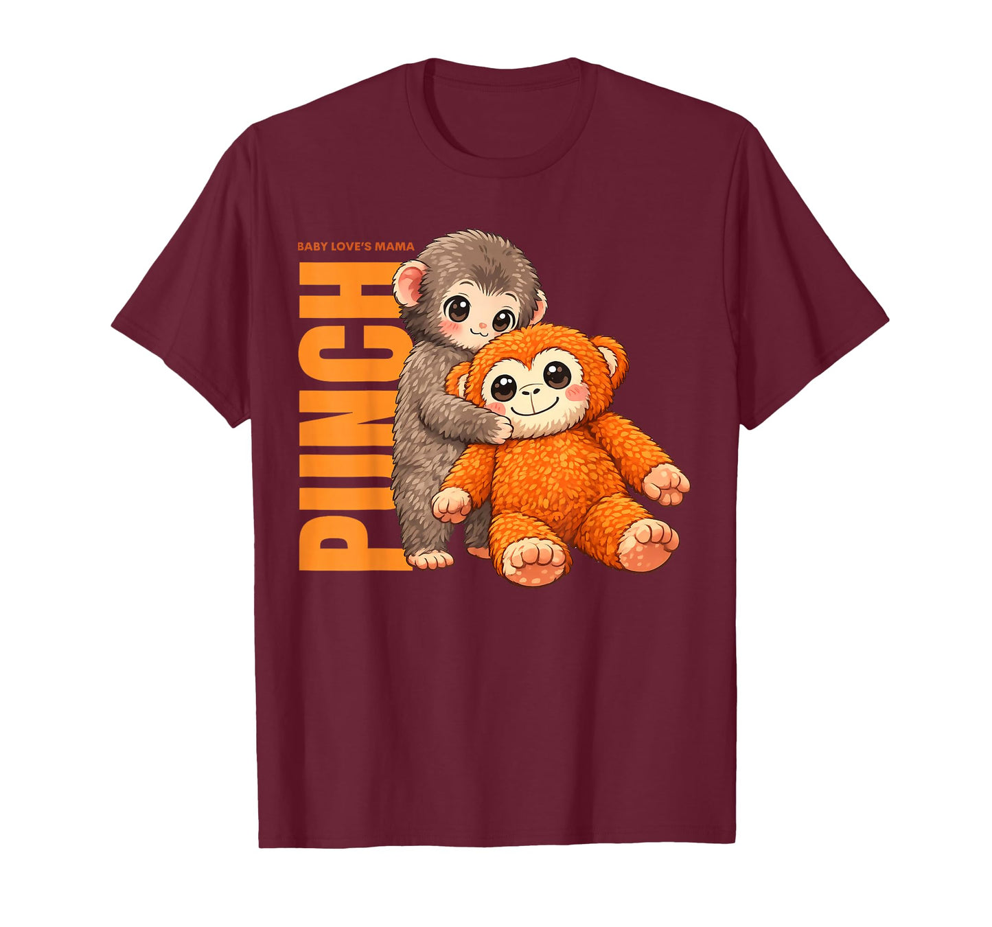 Cute Baby's Love Mama Punch Monkey T-Shirt - T-Shirt | Maroon