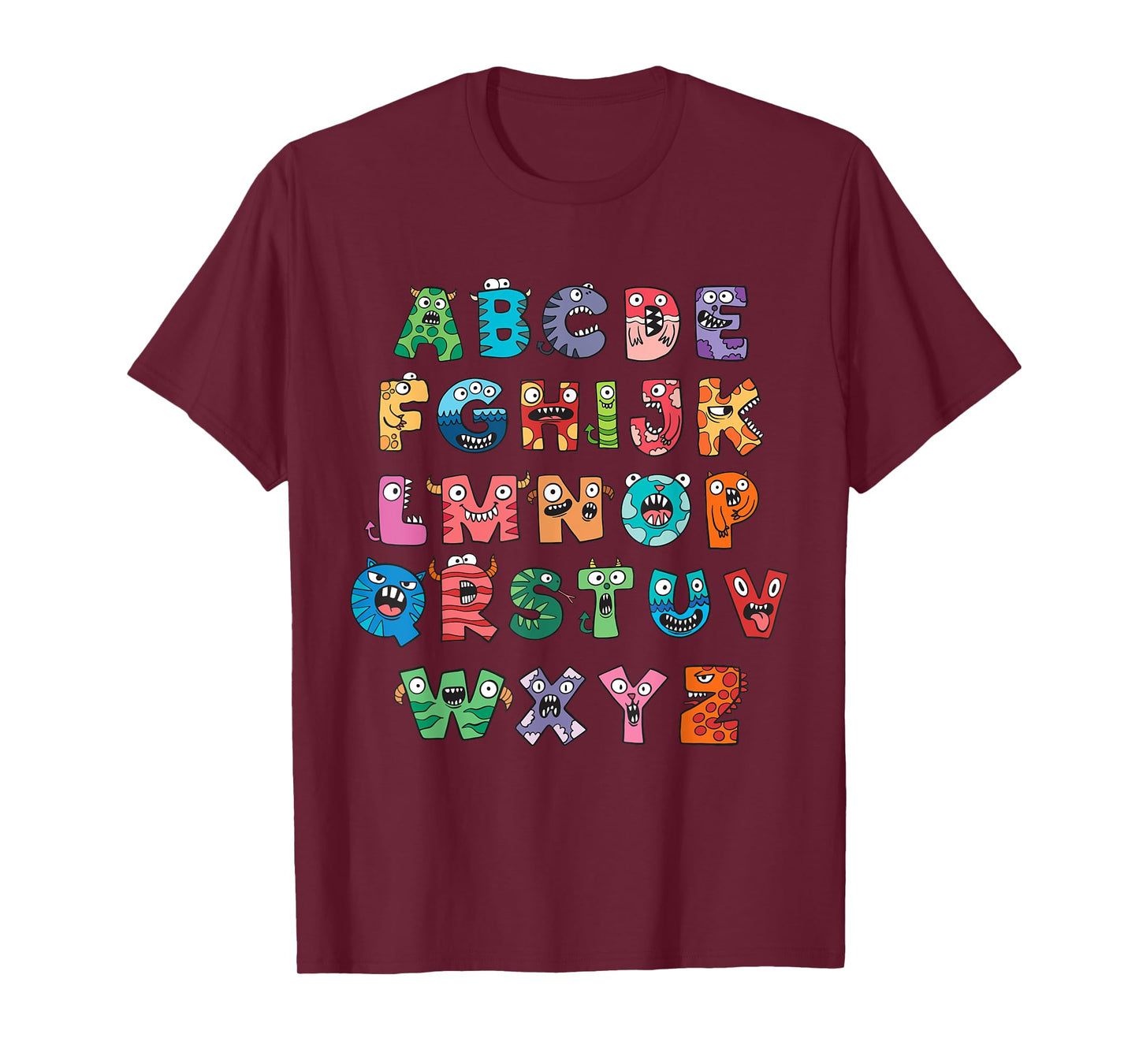 Monster Alphabet Fun Colorful Educational Kids T-Shirt