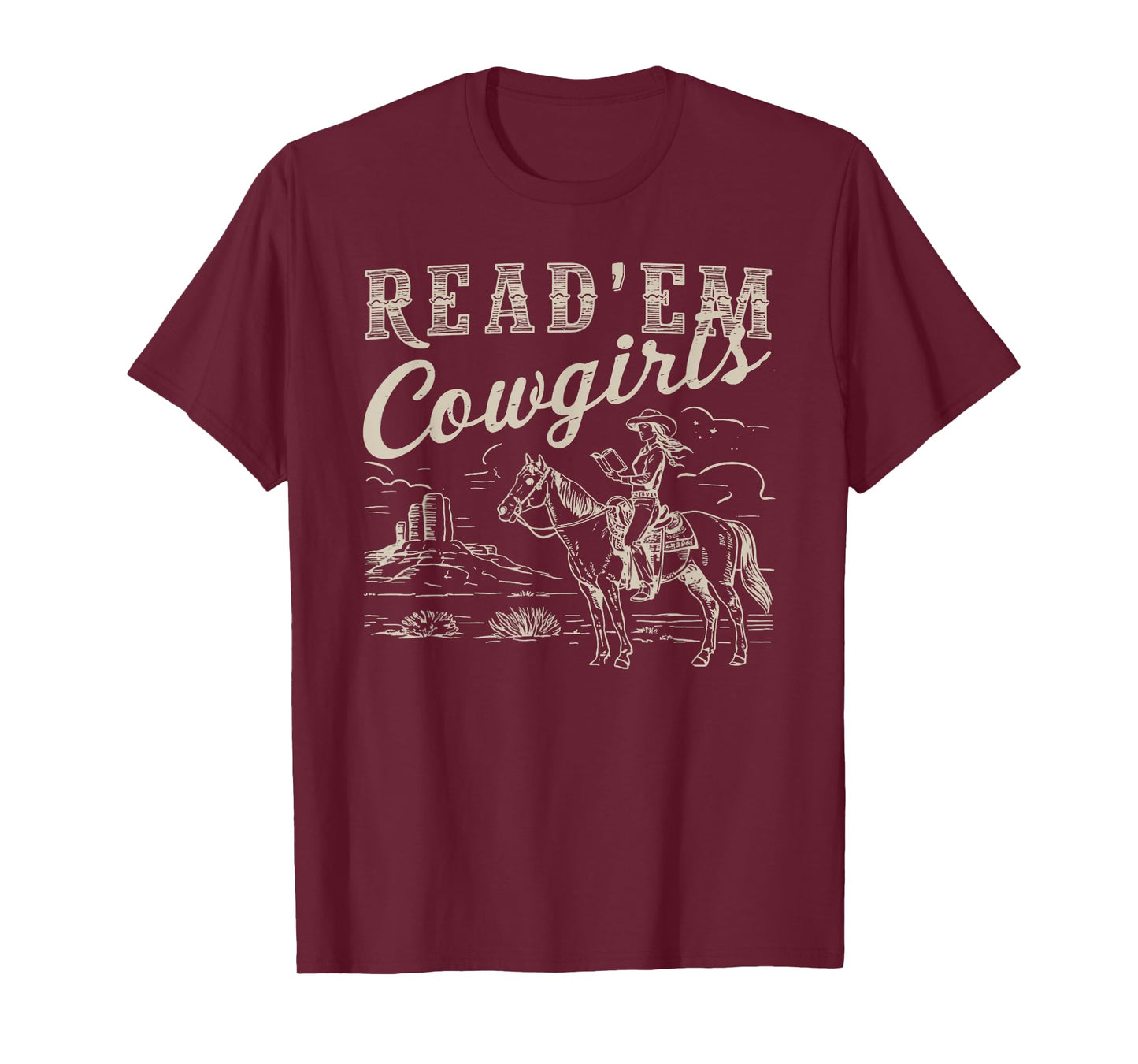 Read 'em Cowgirl Cute Western Cowgirl Texas Bookish Bookworm T-Shirt