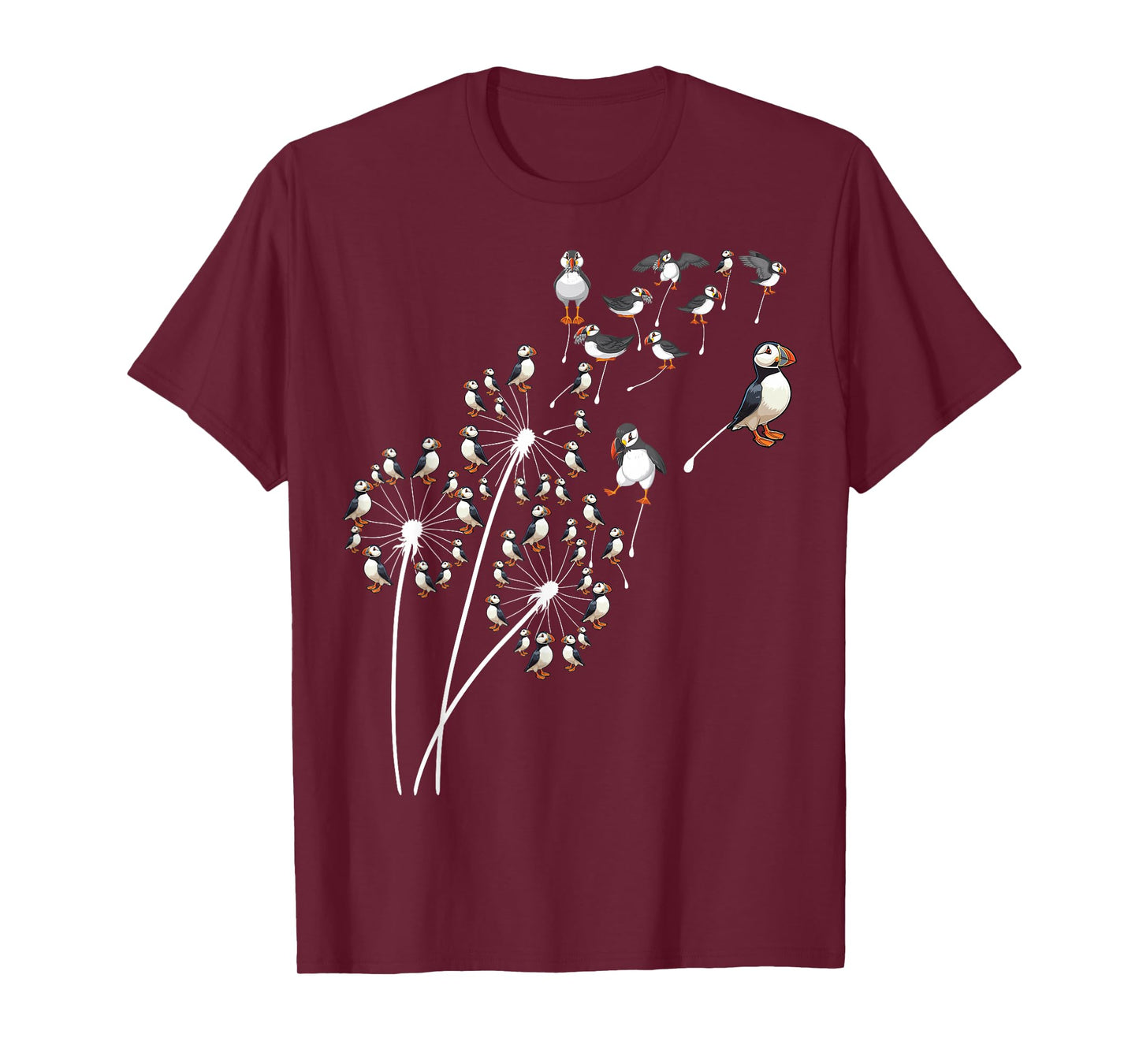 Dandelion Puffin Flower, Floral Puffin Tree T-Shirt