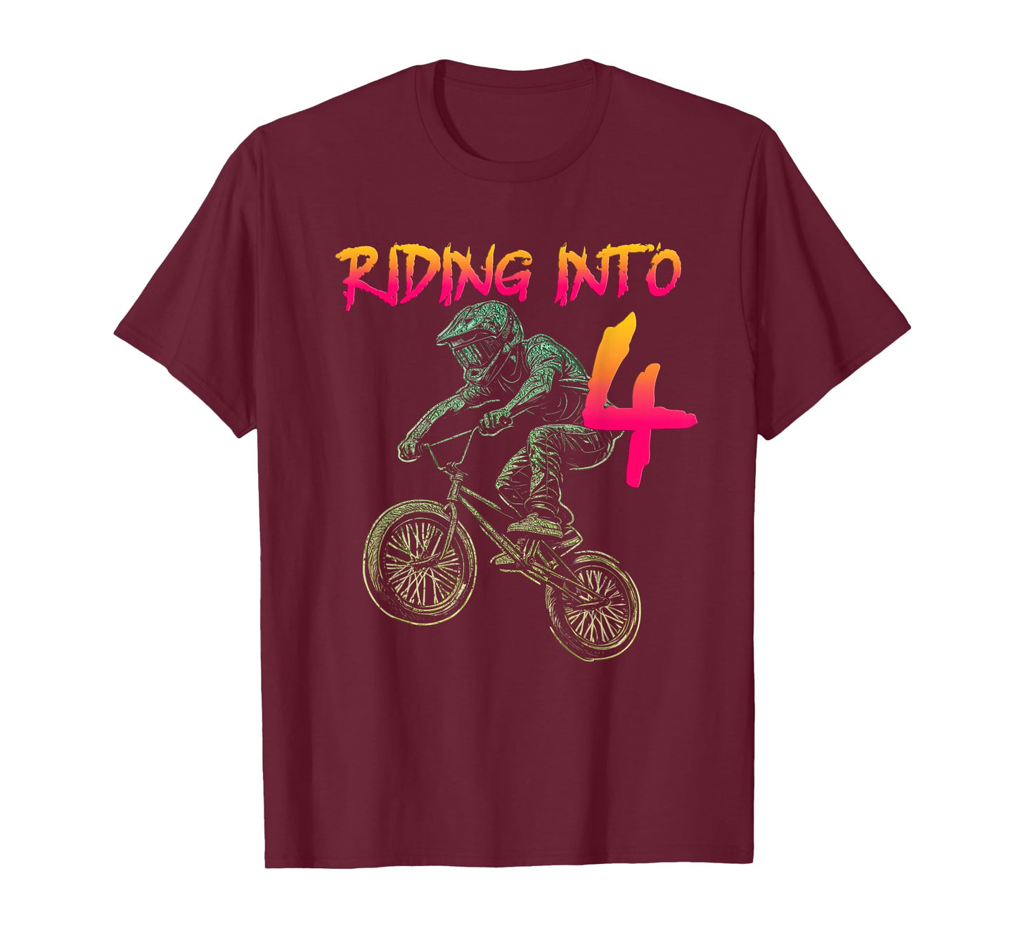 Funny 4 Year Old Bmx Birthday Boy Bicycle 4th Birthday T-Shirt