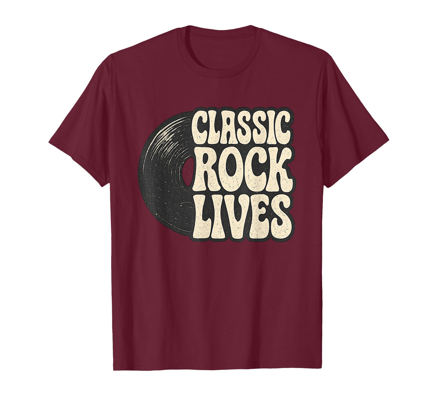 Funny Retro 70s 80s Music Vinyl Record Classic Rock Lives T-Shirt