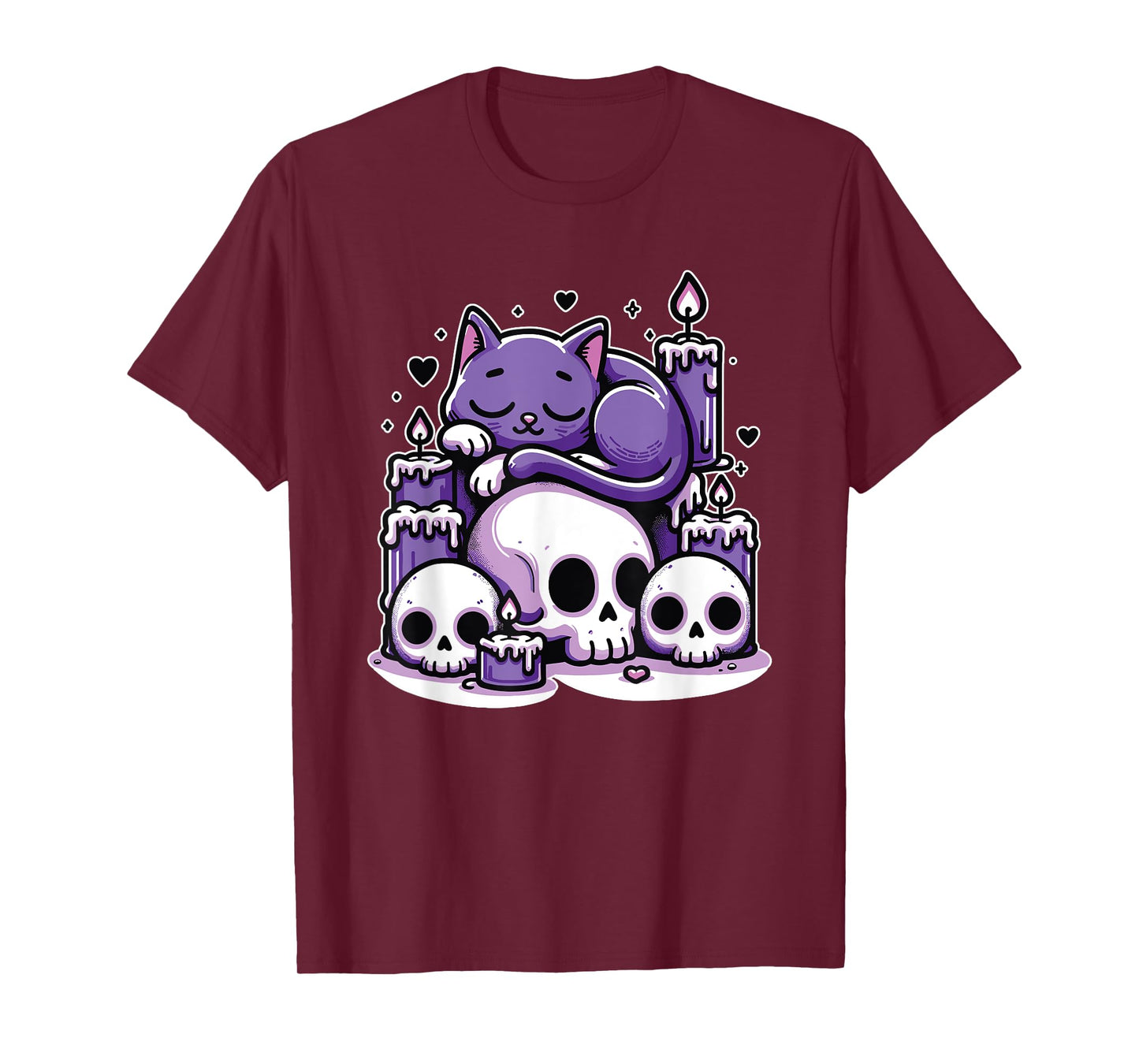 Kawaii Pastel Goth Cute Creepy Cat Candles Skeleton Men Women Girls Kids T-Shirt