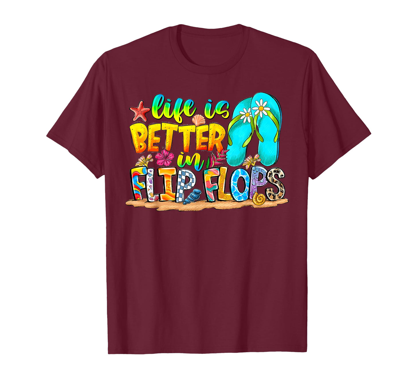 Hello Life Is Better In Flipflops Summer Flip Flops Beach T-Shirt