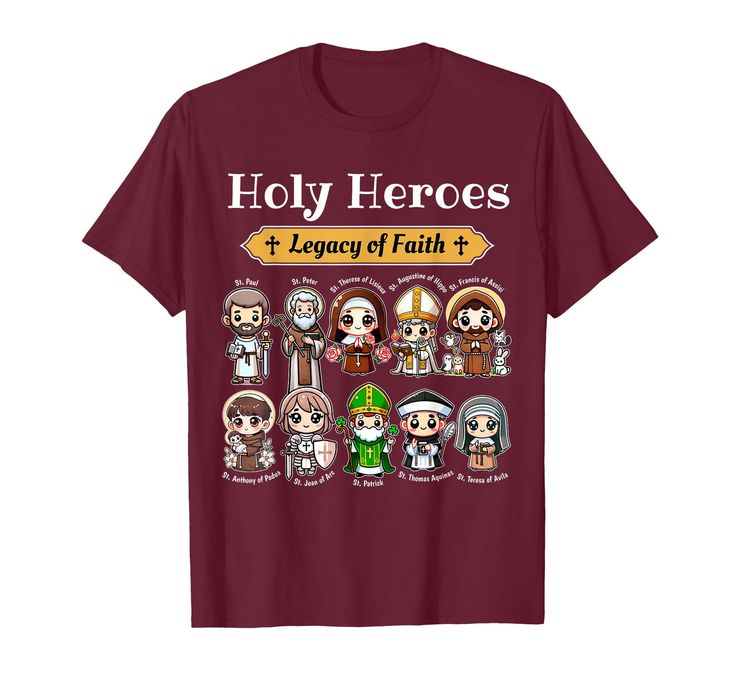 Holy Heroes Legacy of Faith Catholic Saints Collection kids T-Shirt