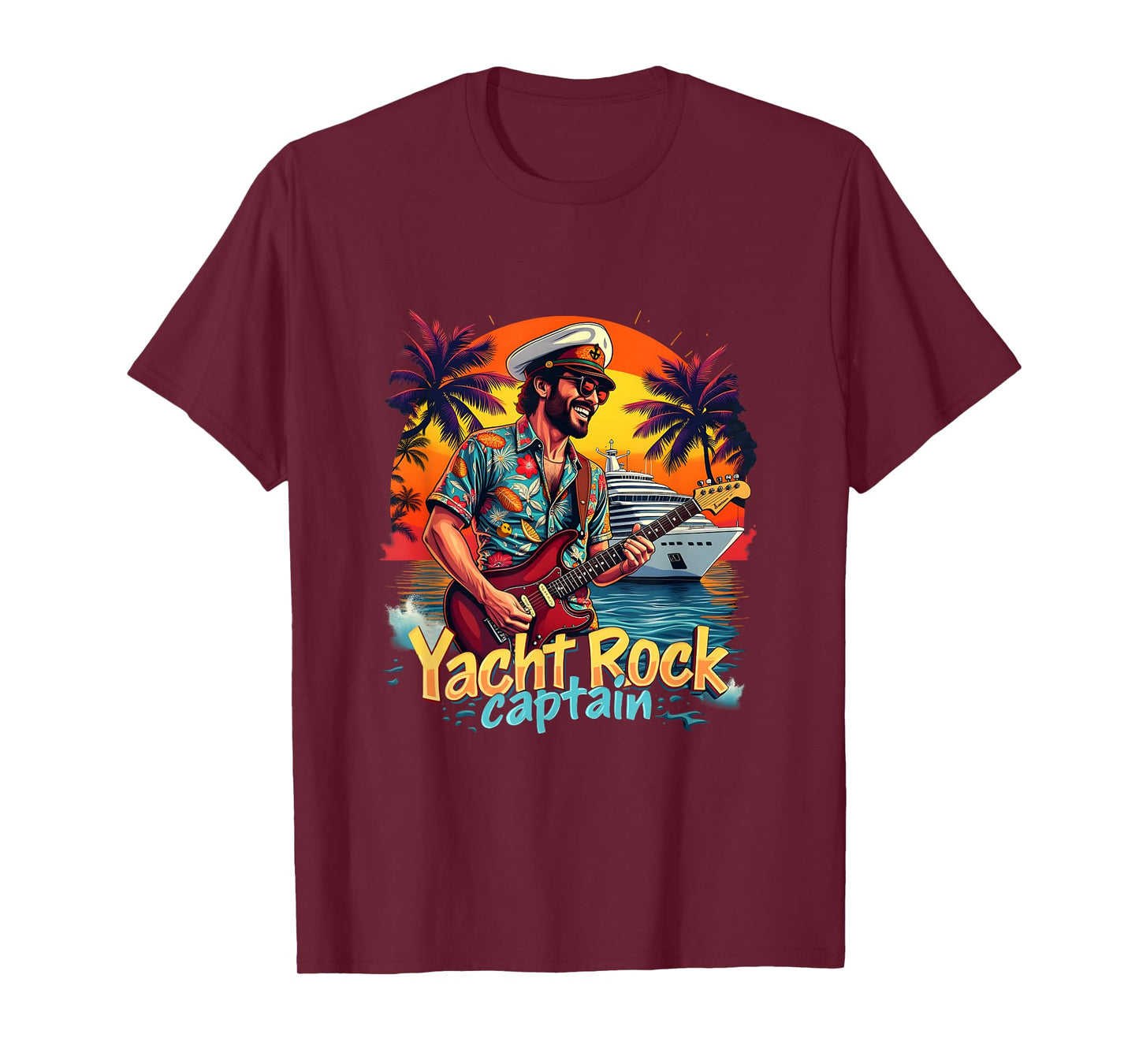 Retro Yacht Rock Captain Retro Tropical Cruise Squad Graphic T-Shirt