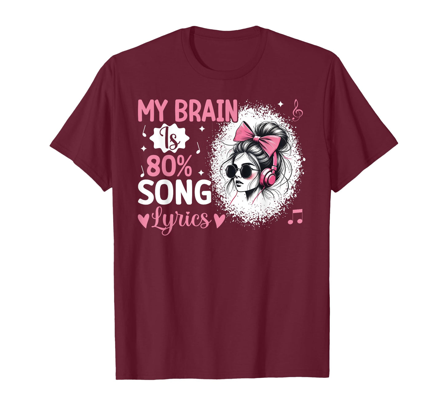 My Brain Is 80% Song Lyrics Funny Vintage Music Lover Life T-Shirt