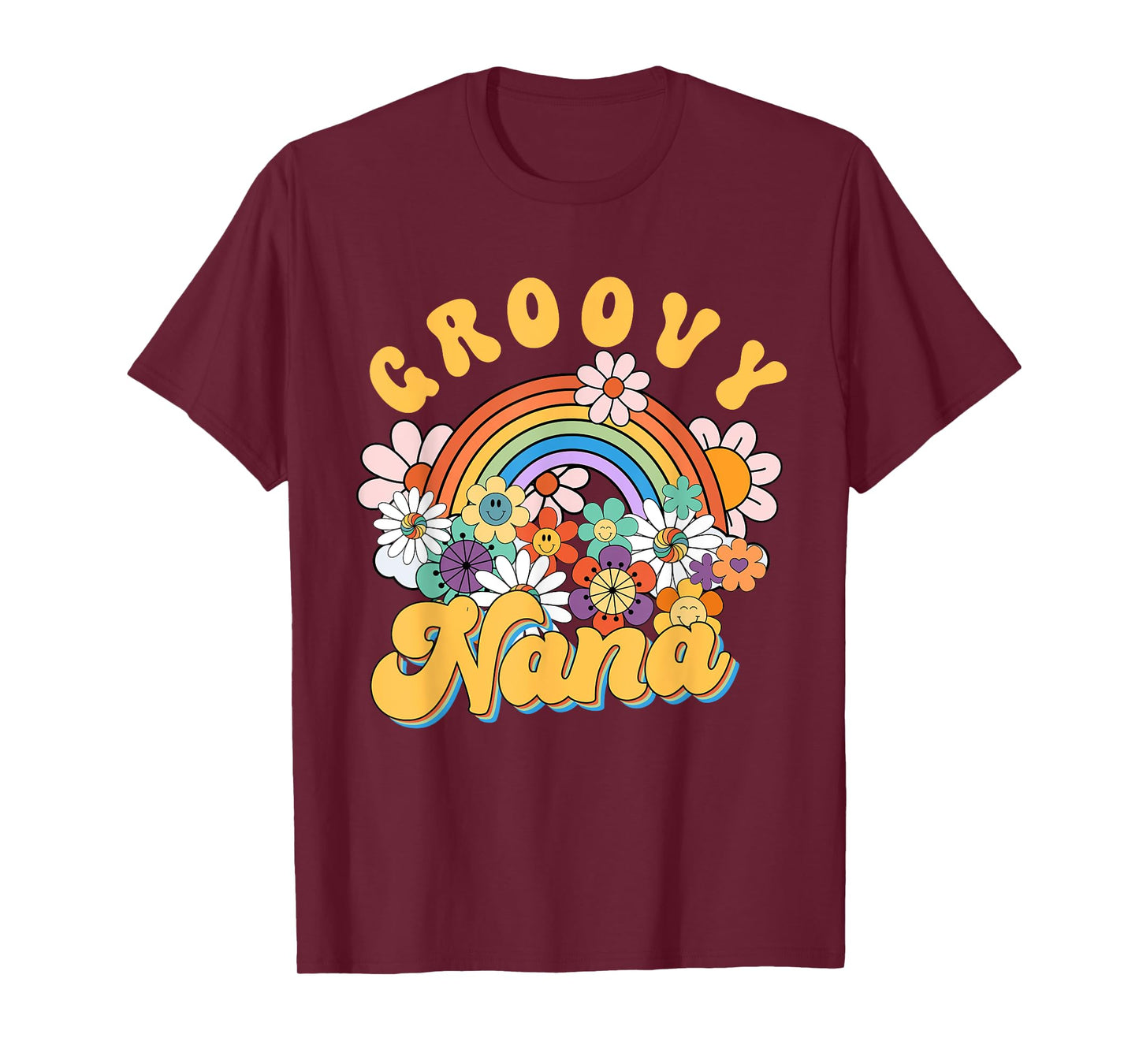 Groovy Nana Rainbow Colorful Flowers Mother's Day T-Shirt