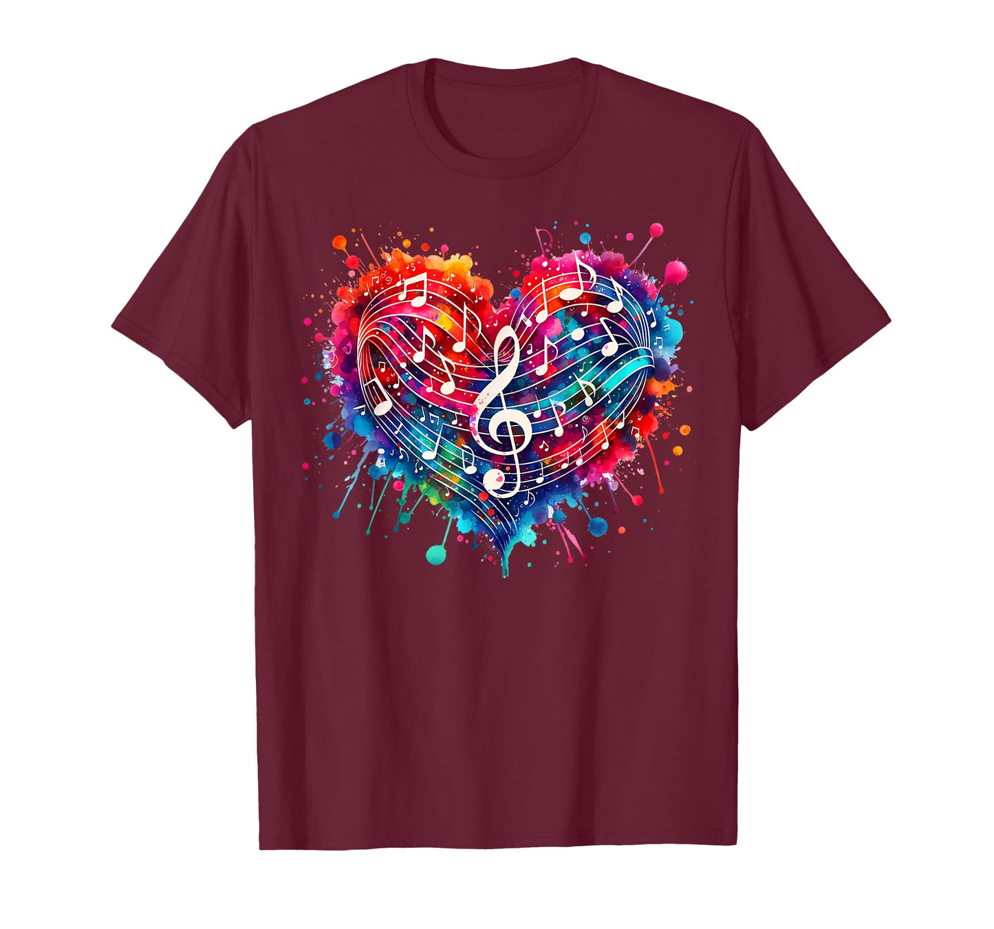 Funny Colorful Musical Notes Heart Treble Clef Music Lover T-Shirt