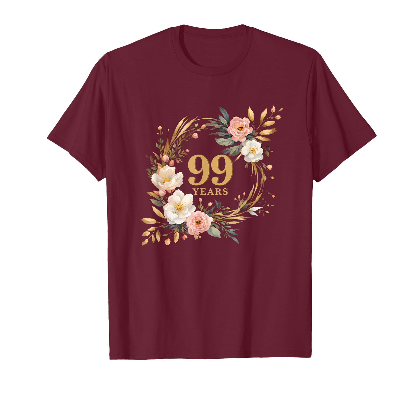 99 Years Celebration Watercolor Birthday Floral for Women T-Shirt