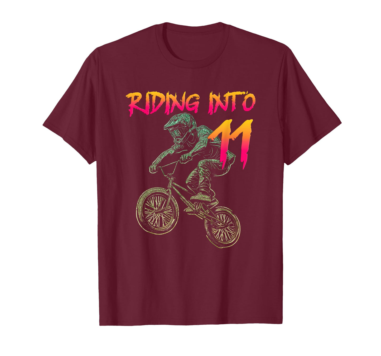 Riding Into 11 Year Old Bmx Birthday Boy Bicycle 11st Bday T-Shirt