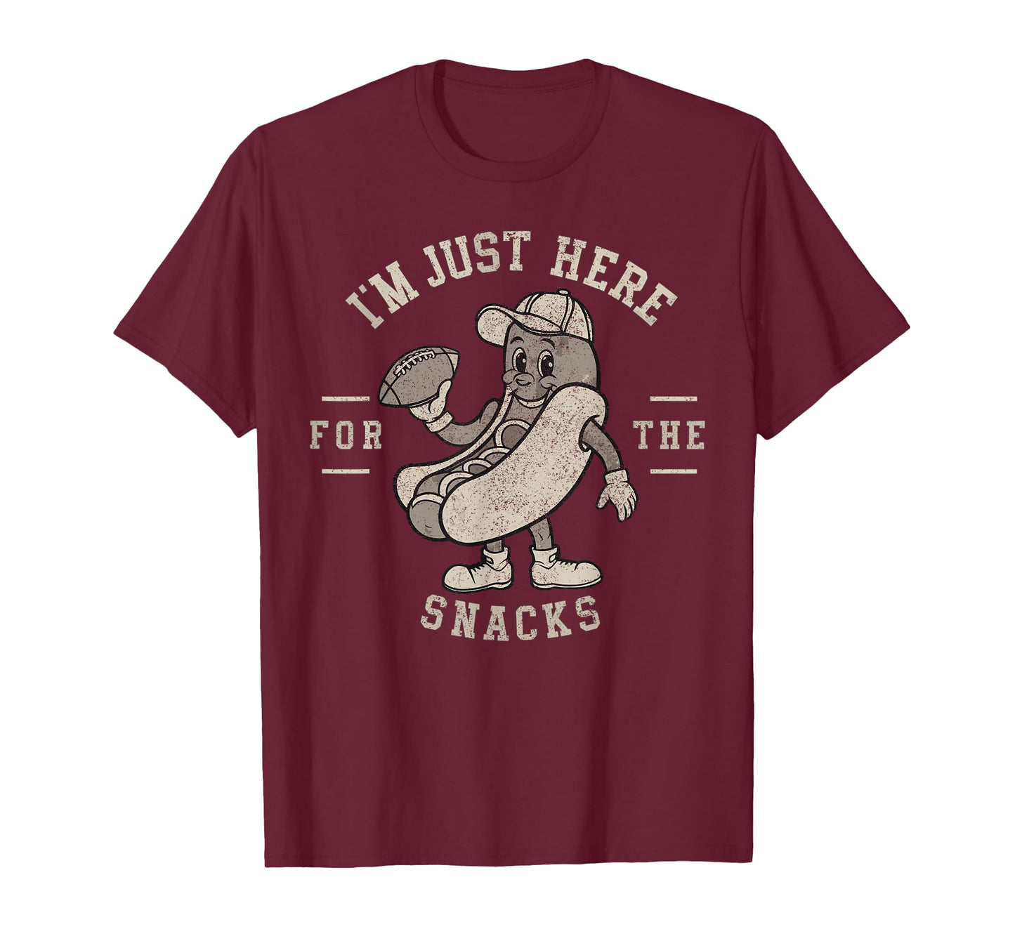 Funny I'm Just Here For The Snacks HotDog Football T-Shirt