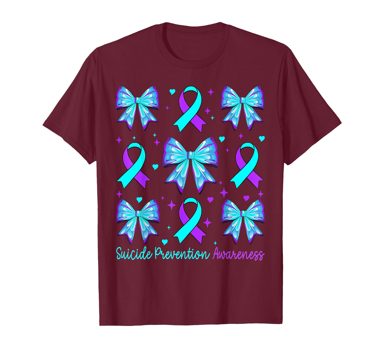 Cute Coquette Bow Suicide Prevention Awareness Women Girls T-Shirt